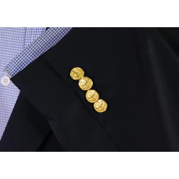 Brooks Brothers Navy Blue w/ Gold Metal Buttons 2-Btn Wool Blazer Jacket 44L - Picture 6 of 9